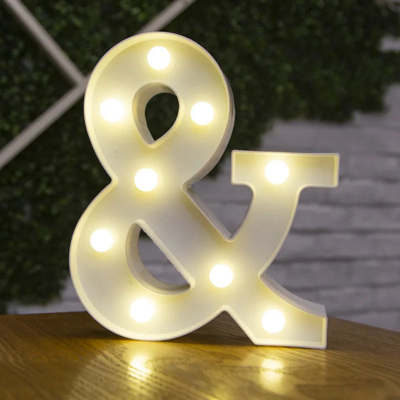 alphabet led light lamp (plus hearts + numbers + symbols)