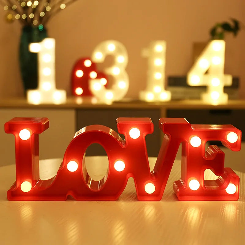 alphabet led light lamp (plus hearts + numbers + symbols)
