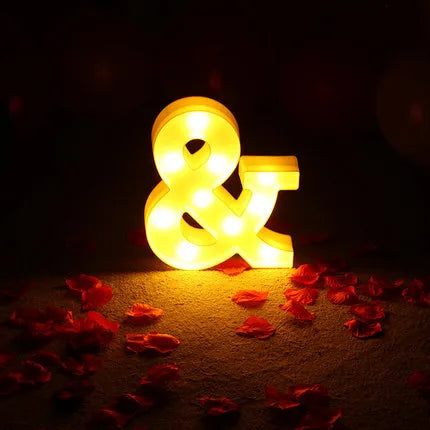 alphabet led light lamp (plus hearts + numbers + symbols)