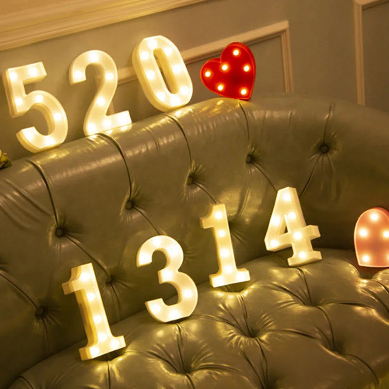 alphabet led light lamp (plus hearts + numbers + symbols)