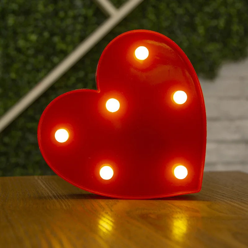 alphabet led light lamp (plus hearts + numbers + symbols)