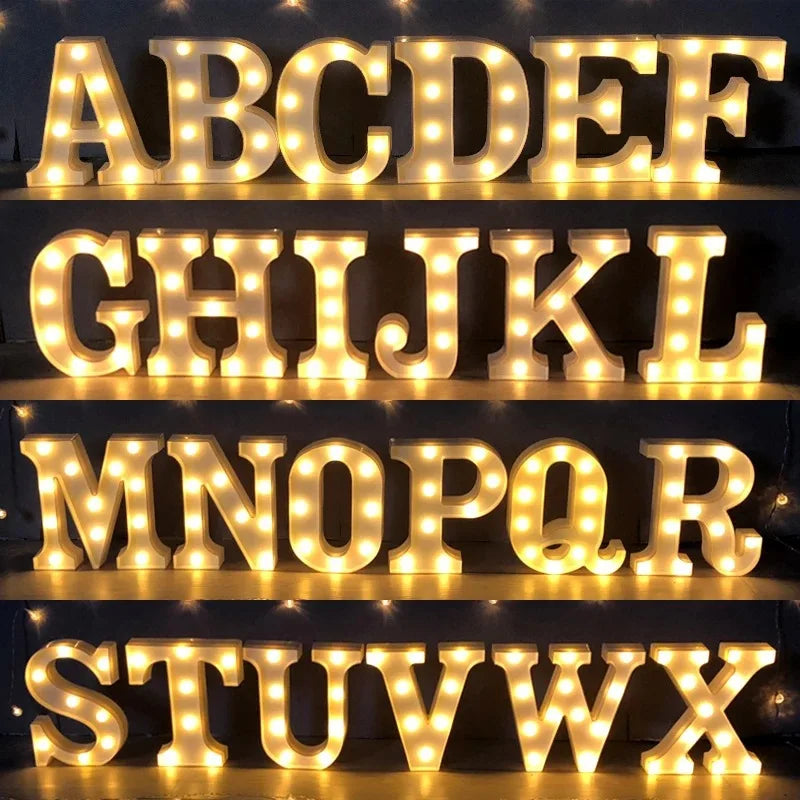 alphabet led light lamp (plus hearts + numbers + symbols)