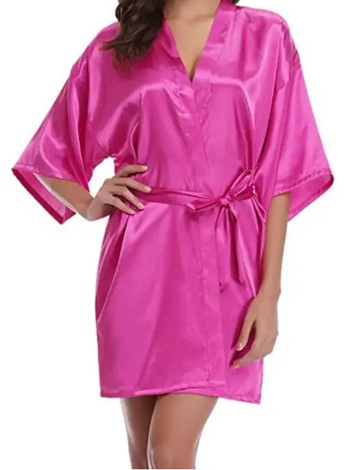 short silk robe