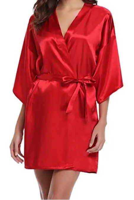 short silk robe