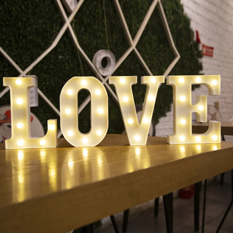 alphabet led light lamp (plus hearts + numbers + symbols)