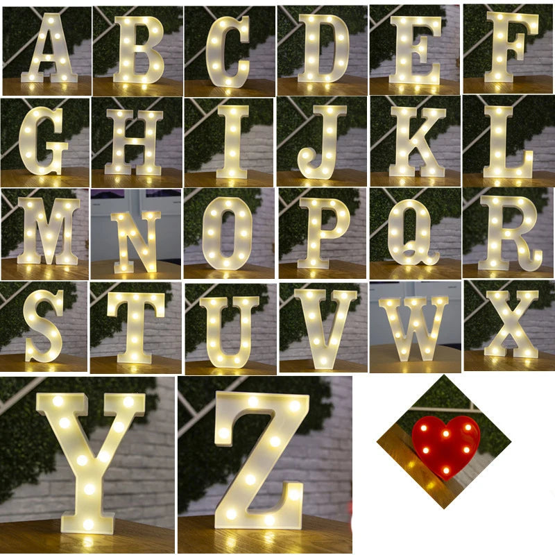 alphabet led light lamp (plus hearts + numbers + symbols)