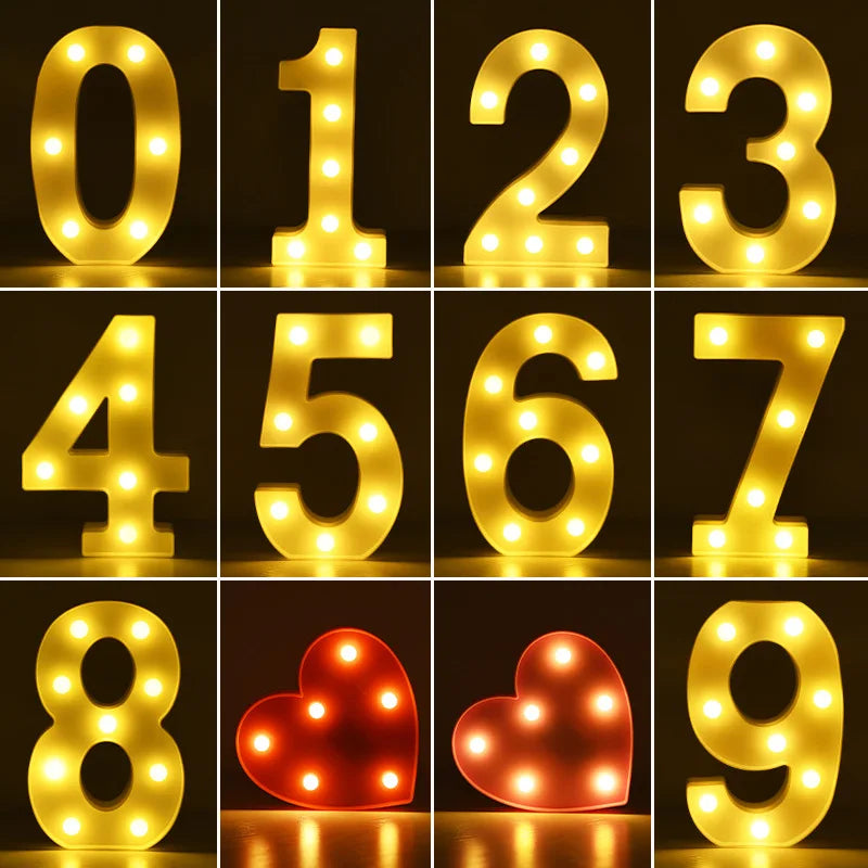 alphabet led light lamp (plus hearts + numbers + symbols)