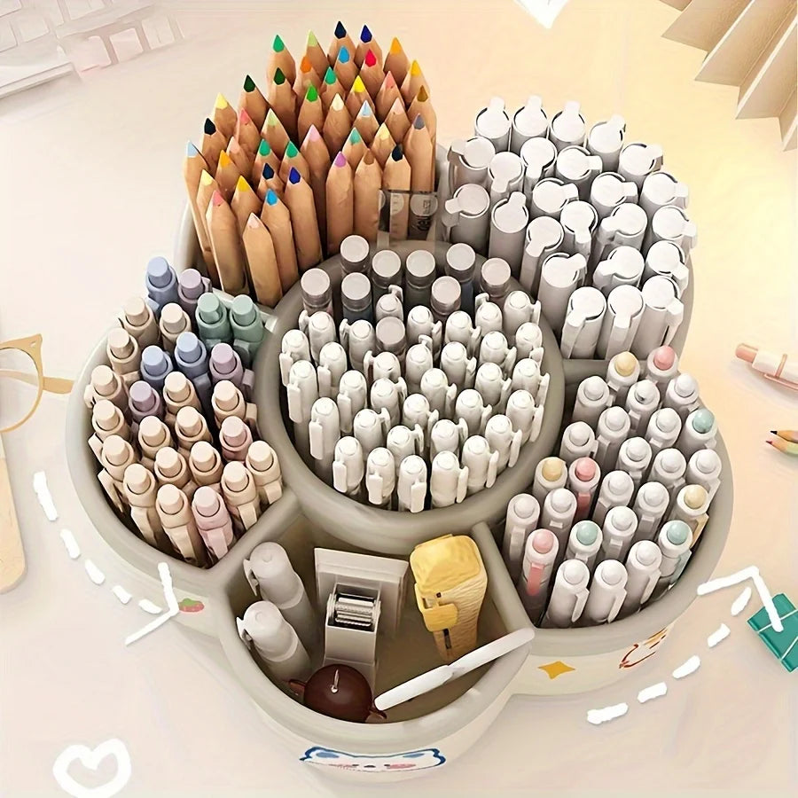 flower rotating desk organizer