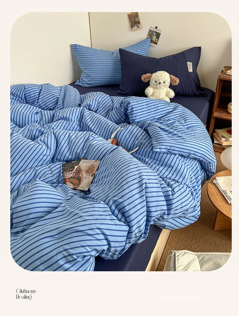 stripey duvet sheet set