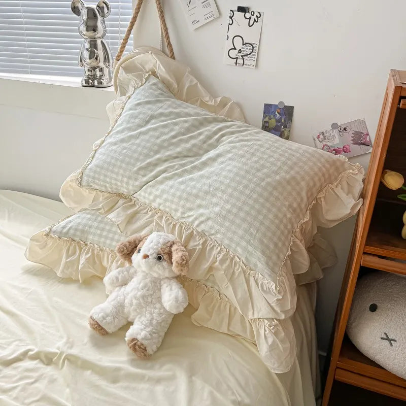 gingham princess ruffles duvet sets