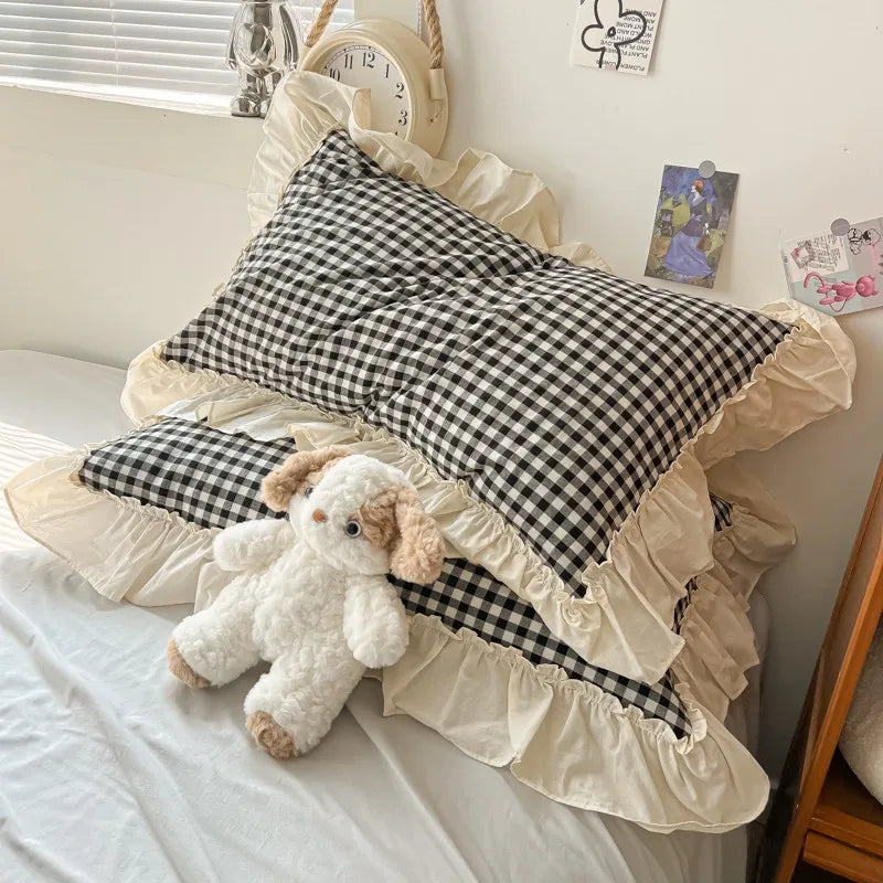 gingham princess ruffles duvet sets