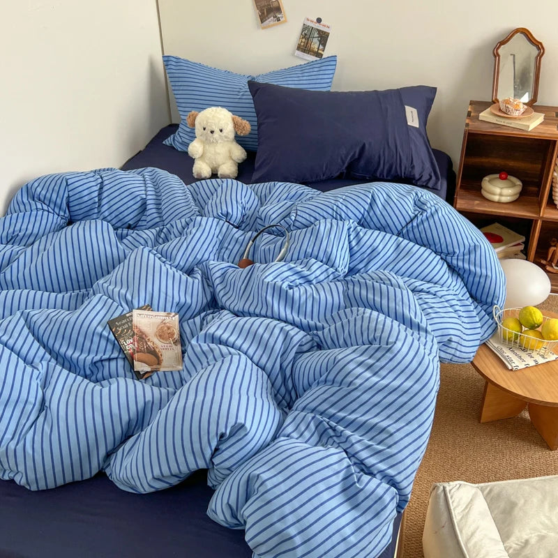 stripey duvet sheet set