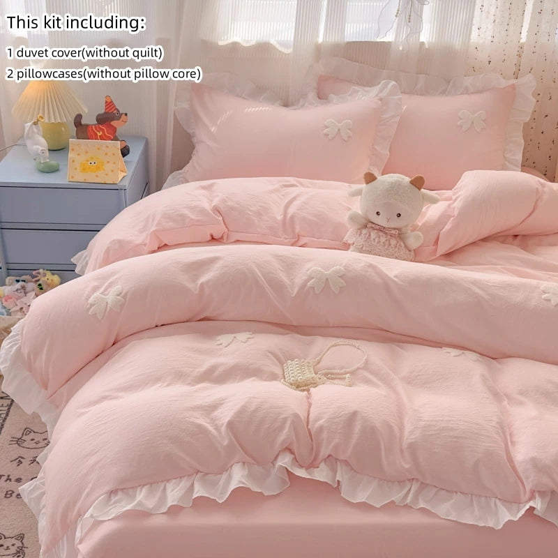 pink white bow + ruffles