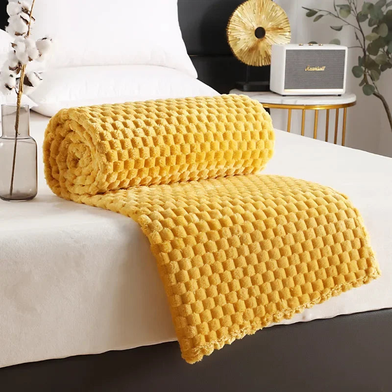 waffle print fluffy blanket
