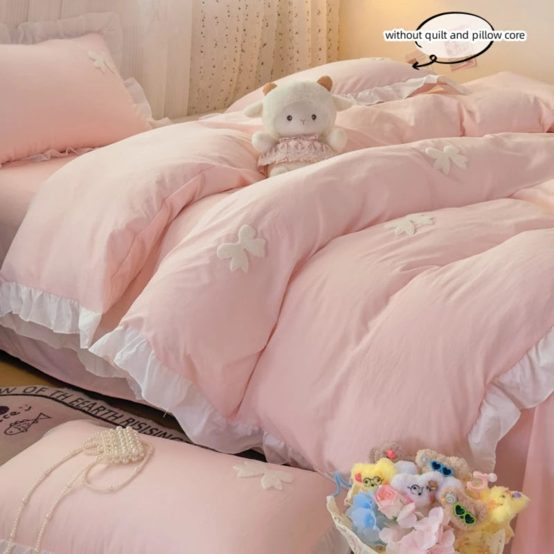 pink white bow + ruffles