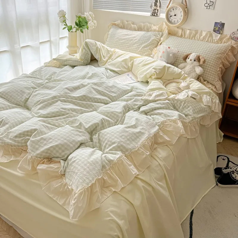 gingham princess ruffles duvet sets