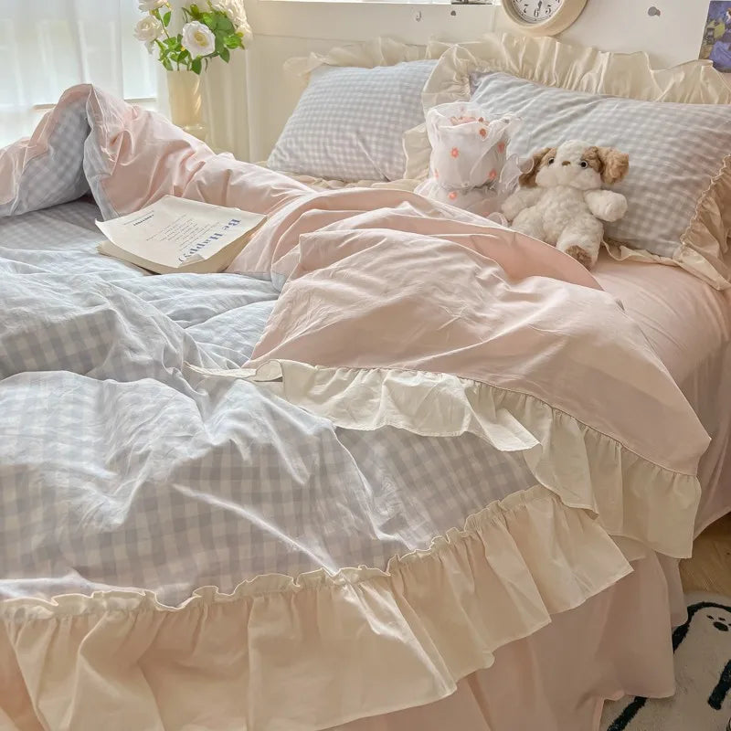 gingham princess ruffles duvet sets