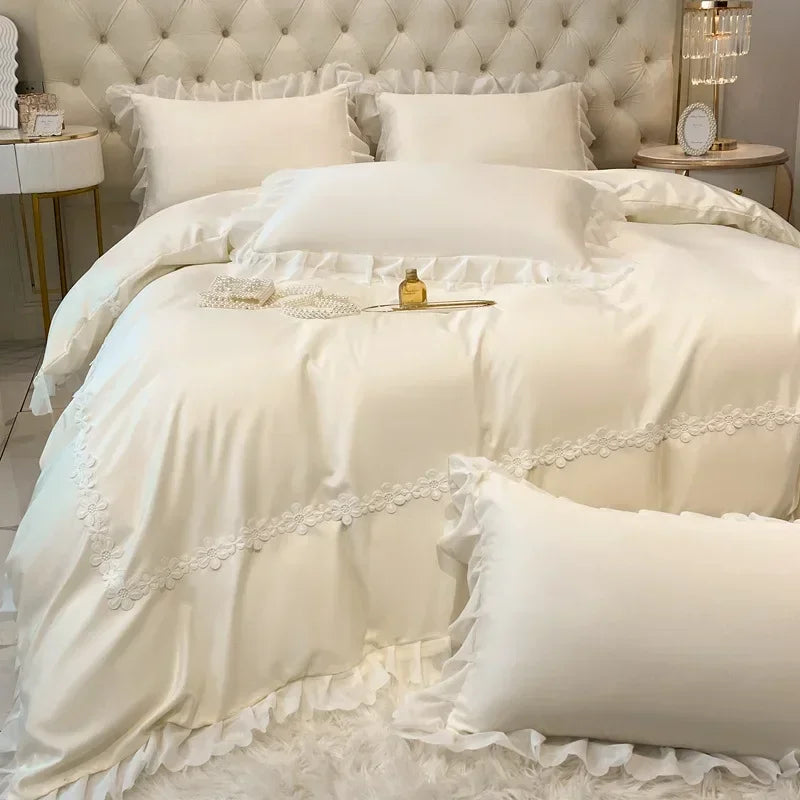 french lace chiffon linen duvet set