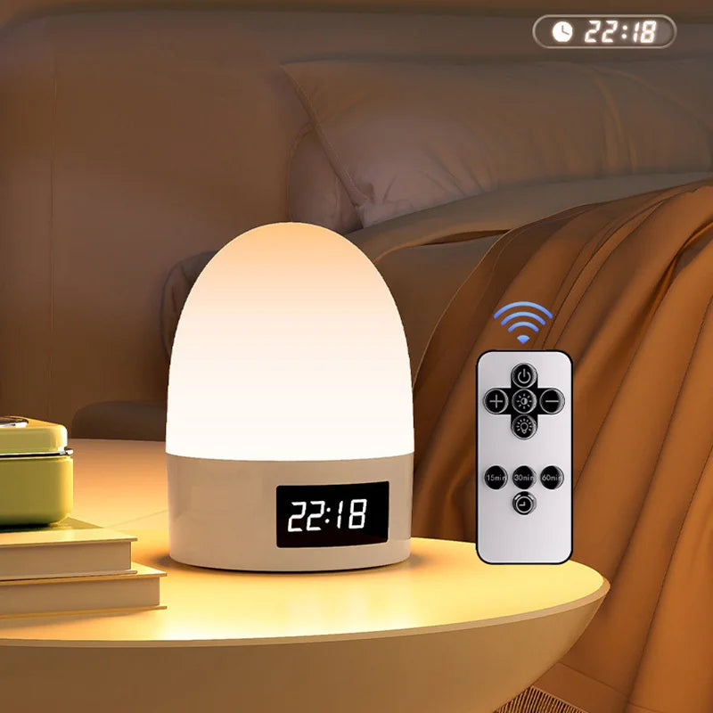 rechargeable wireless bedside lamp with time