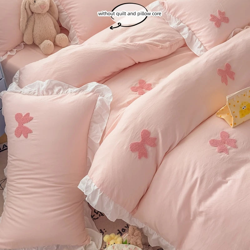 pink white bow + ruffles