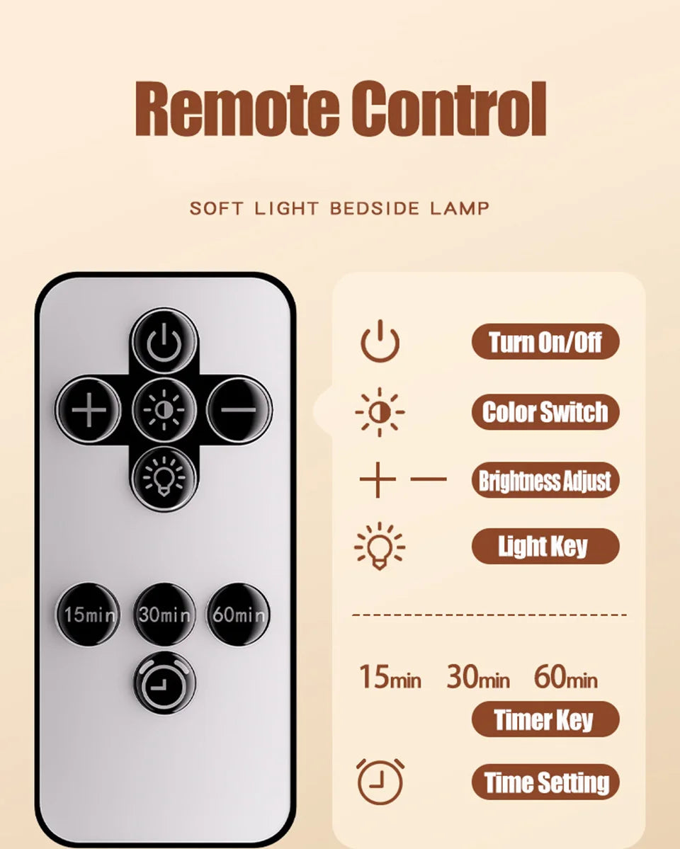 rechargeable wireless bedside lamp with time