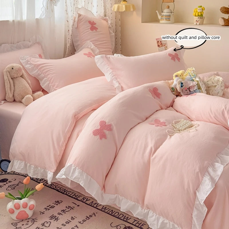 pink white bow + ruffles