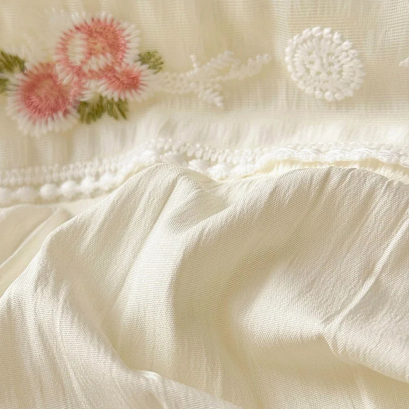 ruffled, ruched, and flowers duvert set