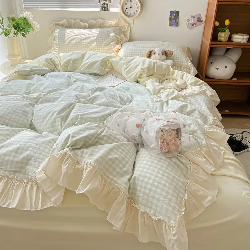 gingham princess ruffles duvet sets