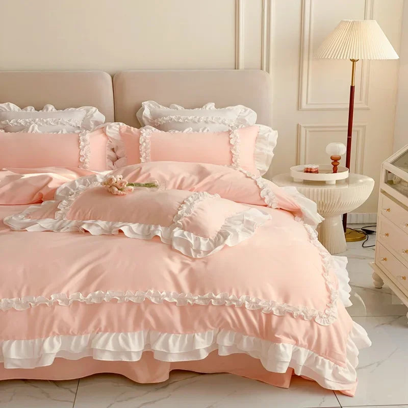 double lace ruffle duvet sets