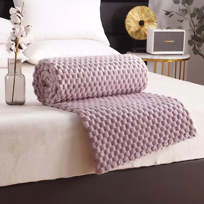 waffle print fluffy blanket