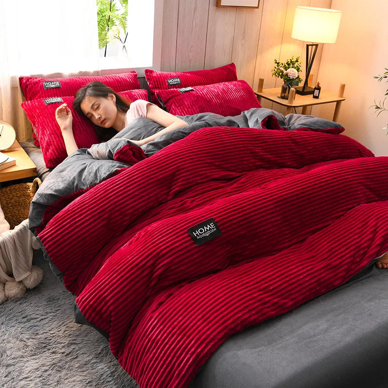 fuzzy corduroy duvet cover set