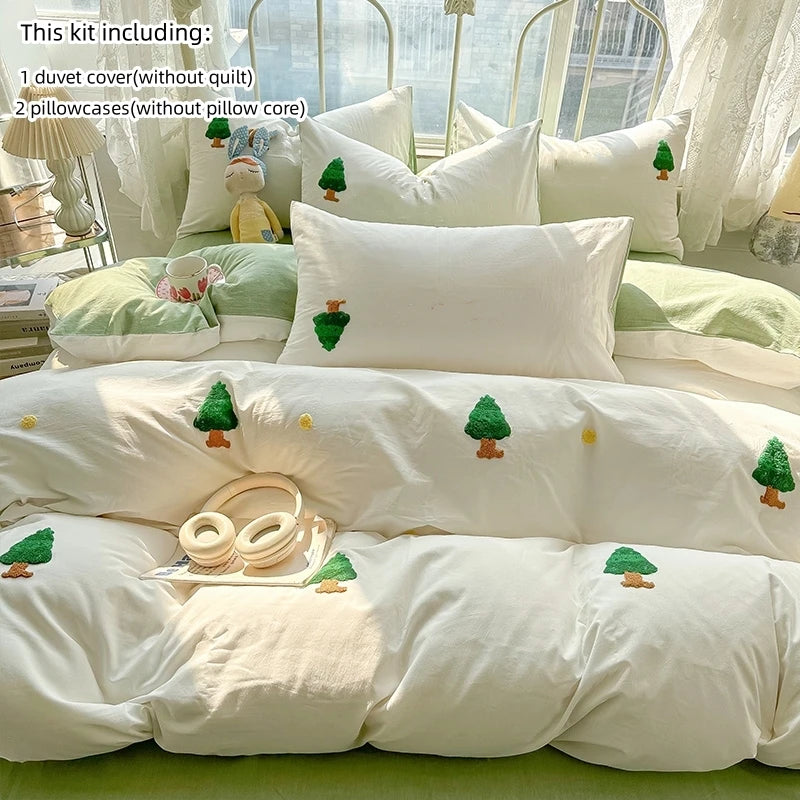 pine tree embroidery bedding set