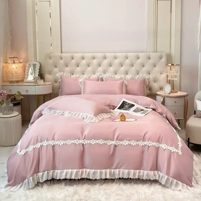 french lace chiffon linen duvet set