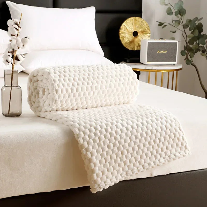 waffle print fluffy blanket