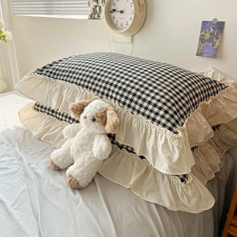 gingham princess ruffles duvet sets