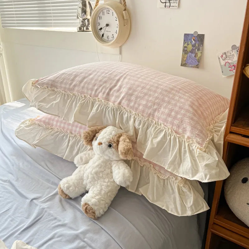 gingham princess ruffles duvet sets