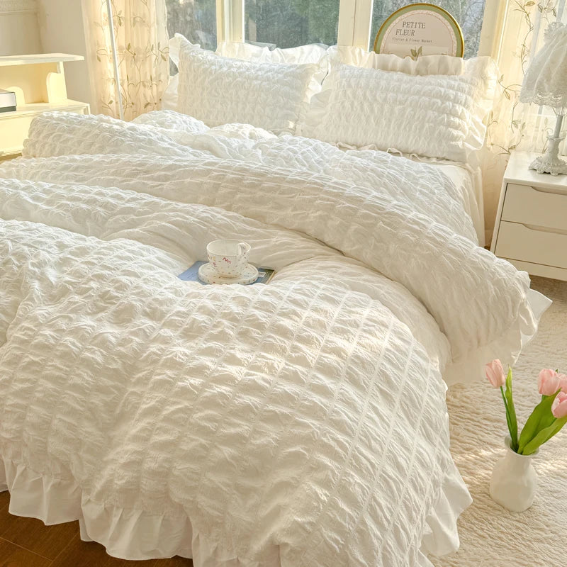 waffle lace duvet bedding