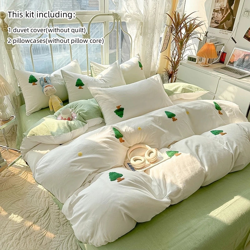 pine tree embroidery bedding set