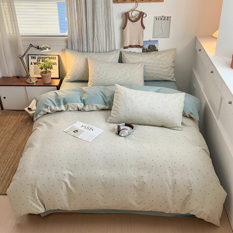 cotton stripe 3p duvet set