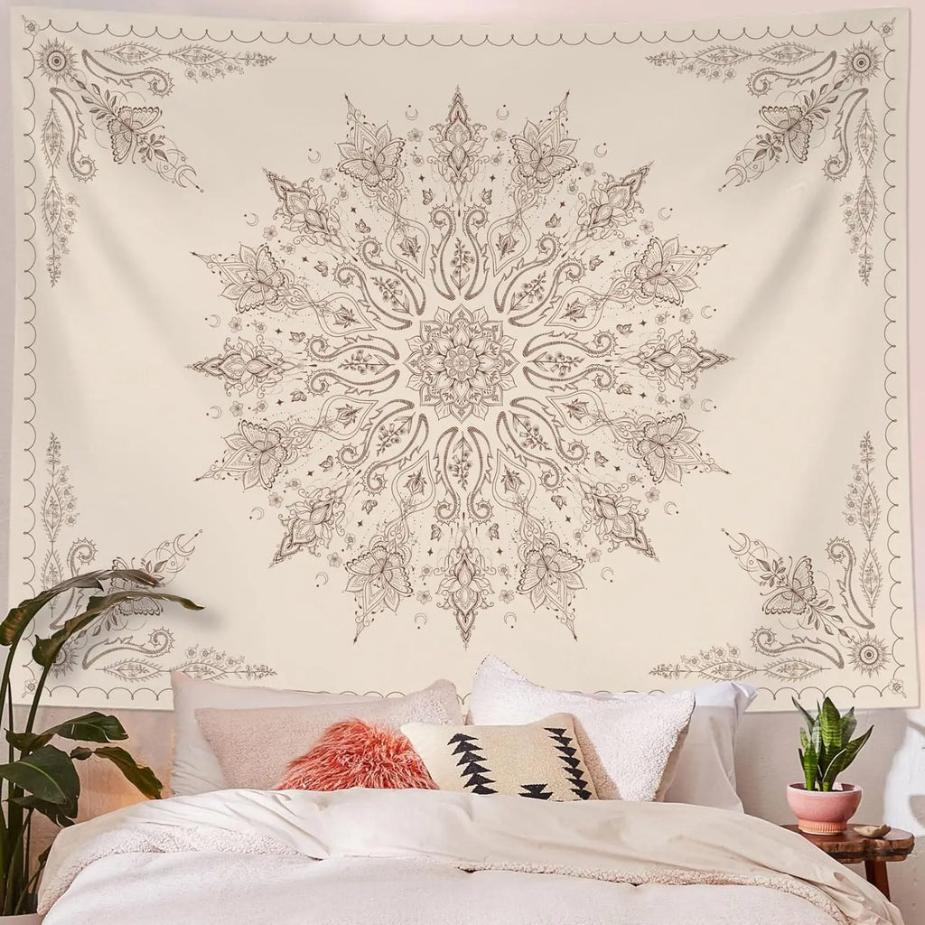 beige mandala boho tapestry