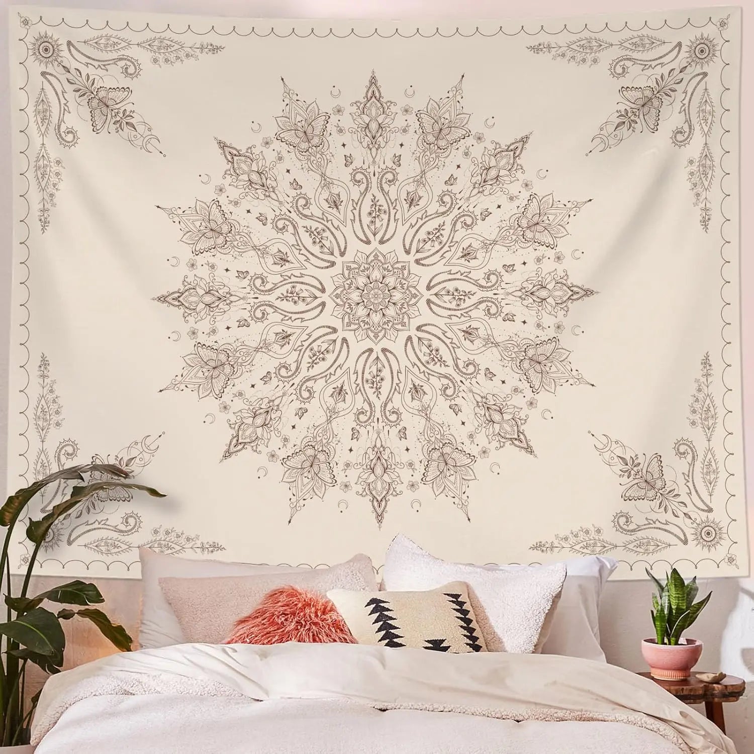 beige mandala boho tapestry