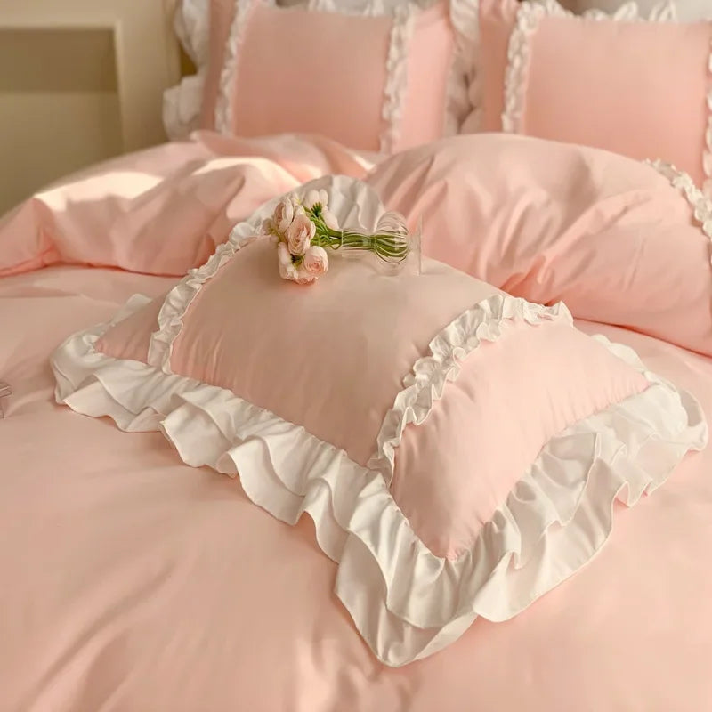 double lace ruffle duvet sets
