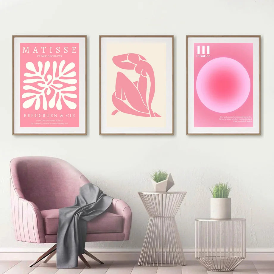 pink graphic print posters