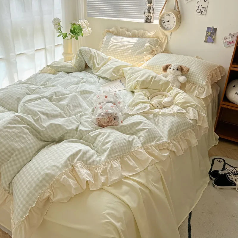 gingham princess ruffles duvet sets