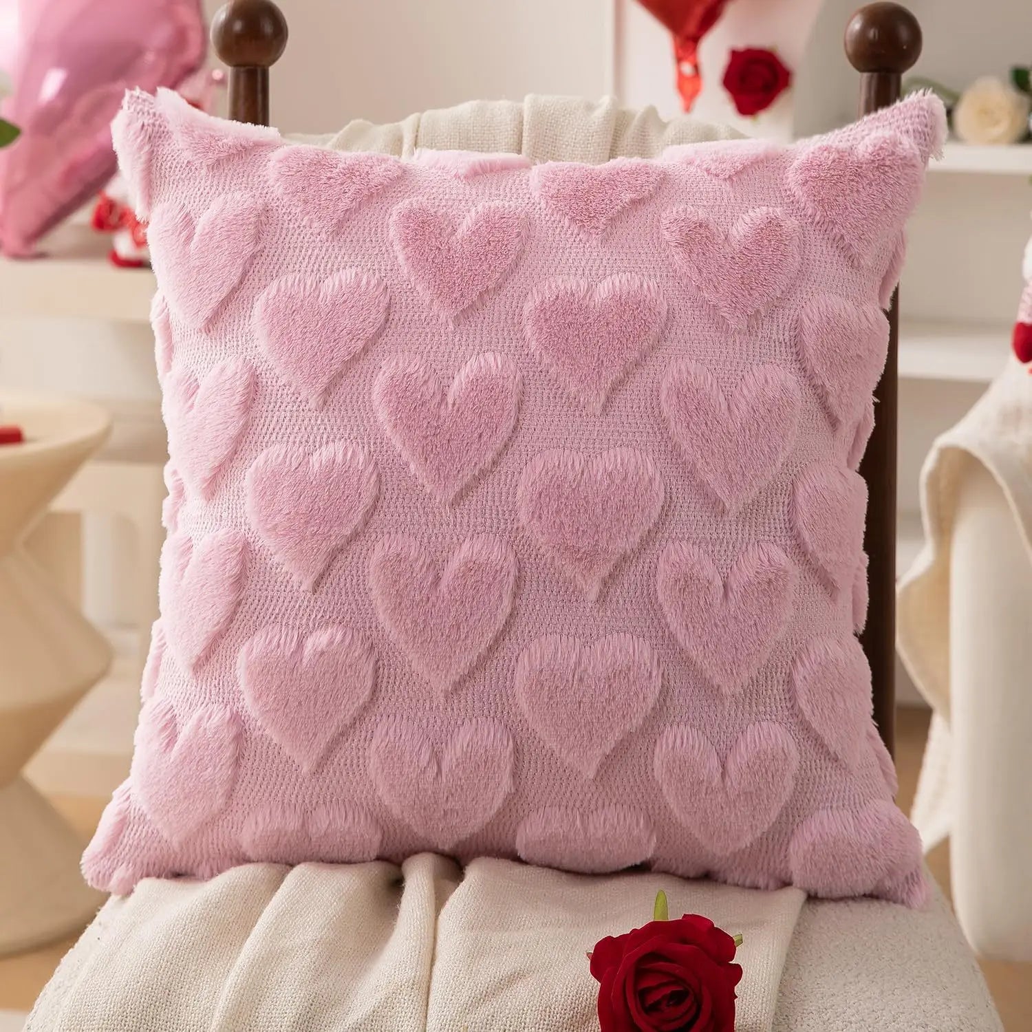 plush pink heart pillow