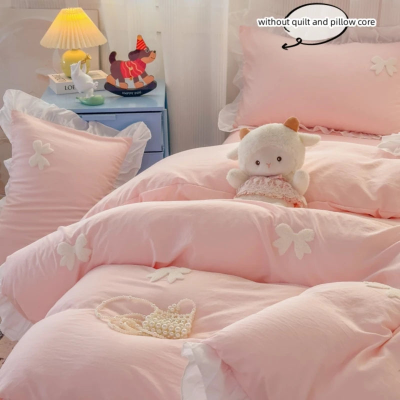 pink white bow + ruffles