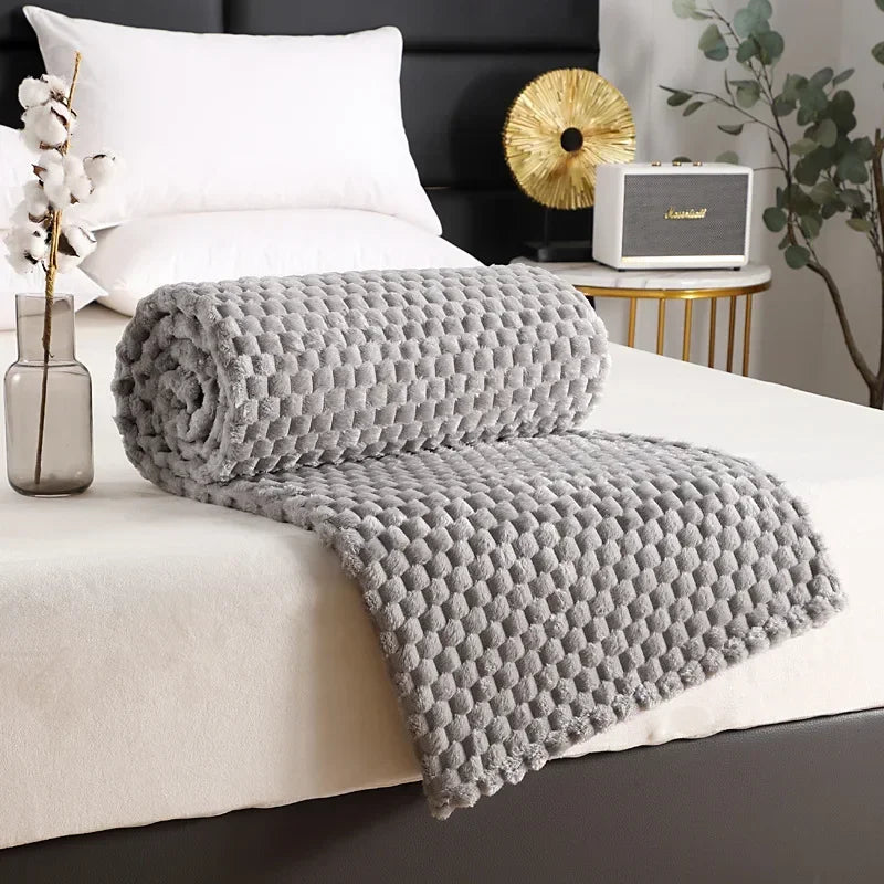 waffle print fluffy blanket
