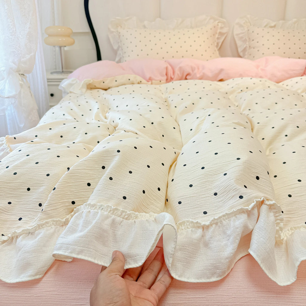 polka dot ruffle duvet set