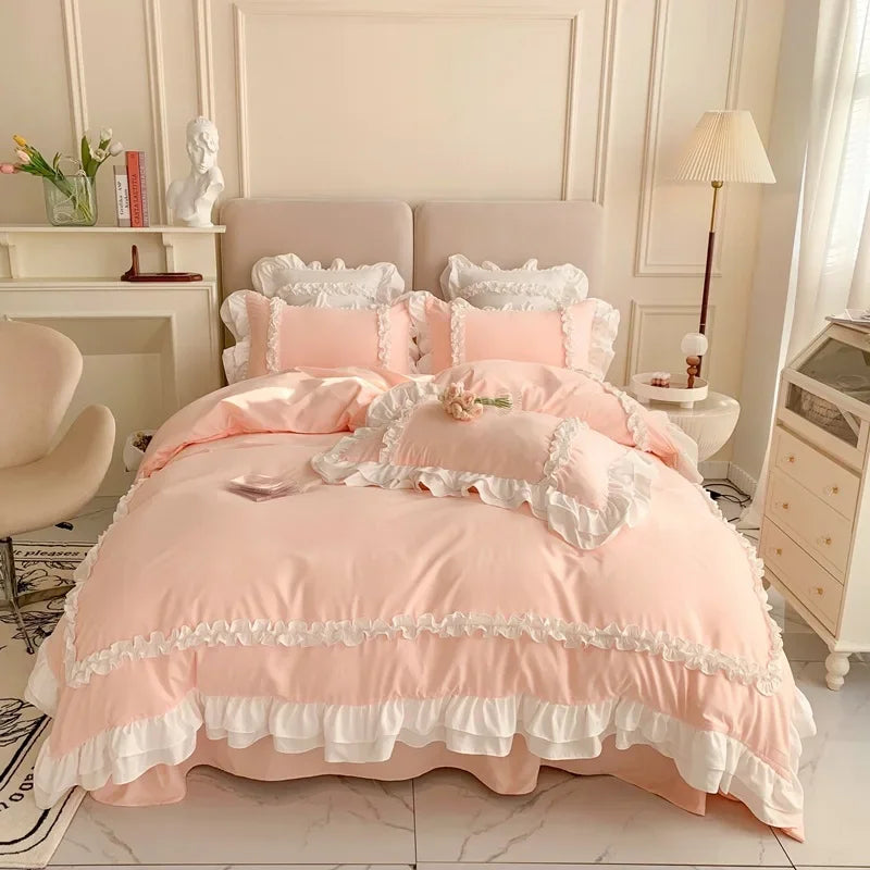 double lace ruffle duvet sets
