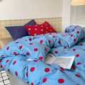 red blue polka dot retro bedding